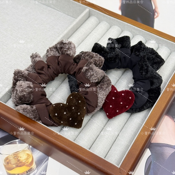 丝绒爱心大肠发圈韩系复古气质女头饰发绳扎马尾发饰