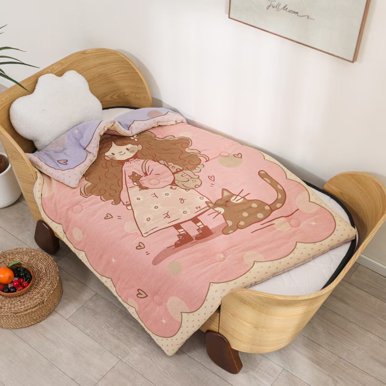 【静静-甜甜女孩】120*150cm A类全棉纱布双层纱大豆被