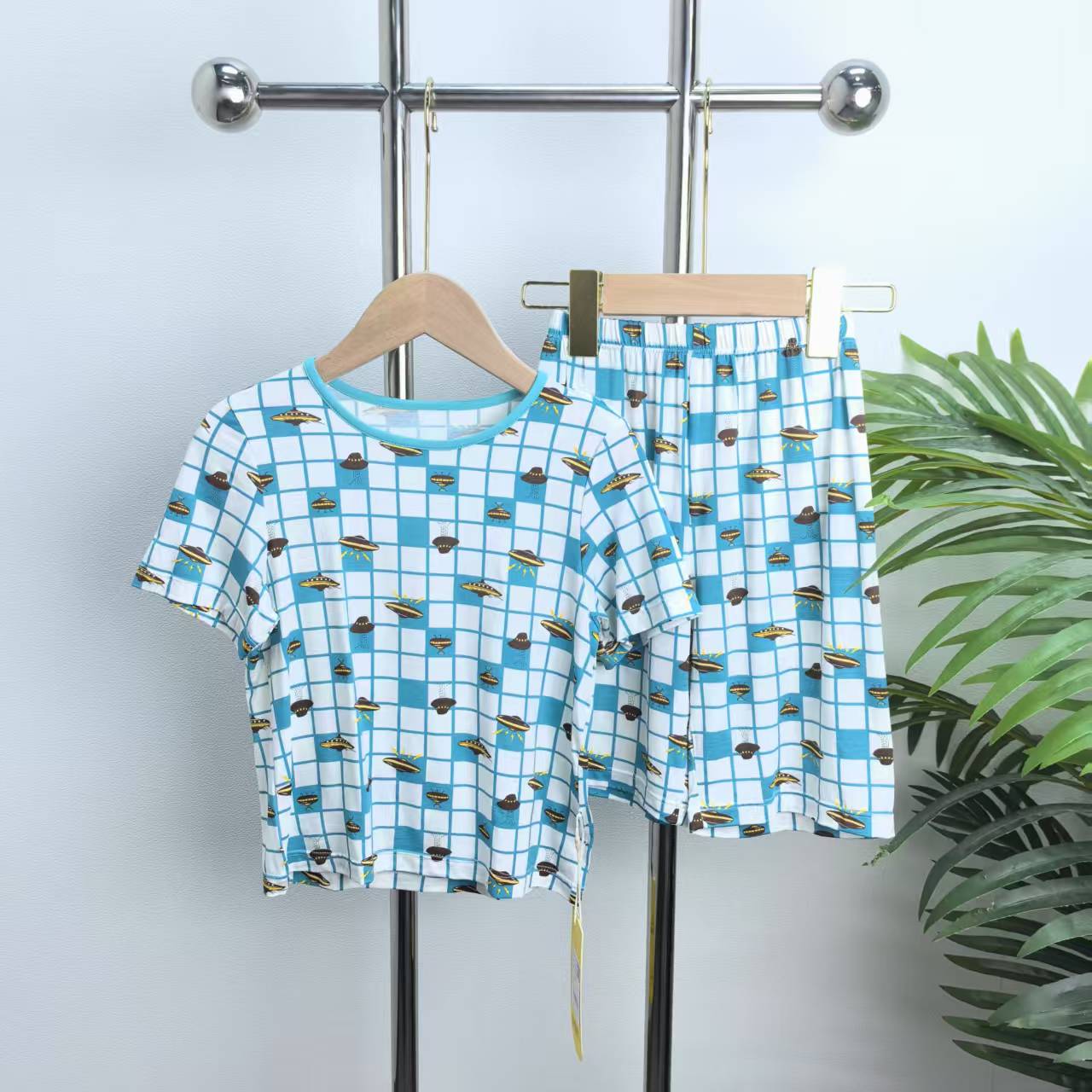 【1657】蓝绿色探索宇宙居家服