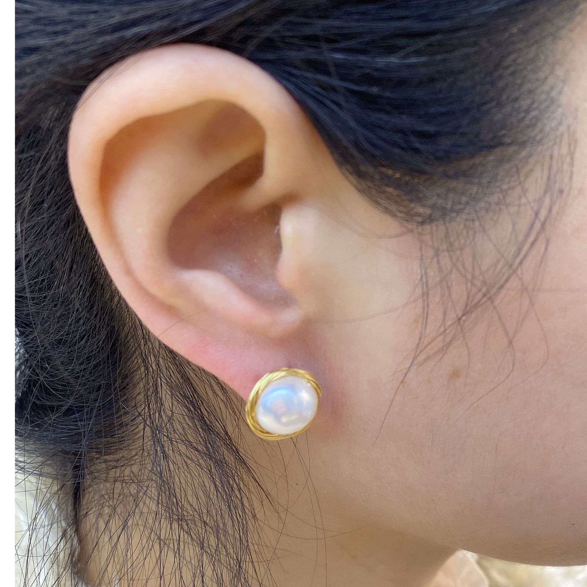 合金仿珍珠耳饰 【满月】法式复古百搭耳夹