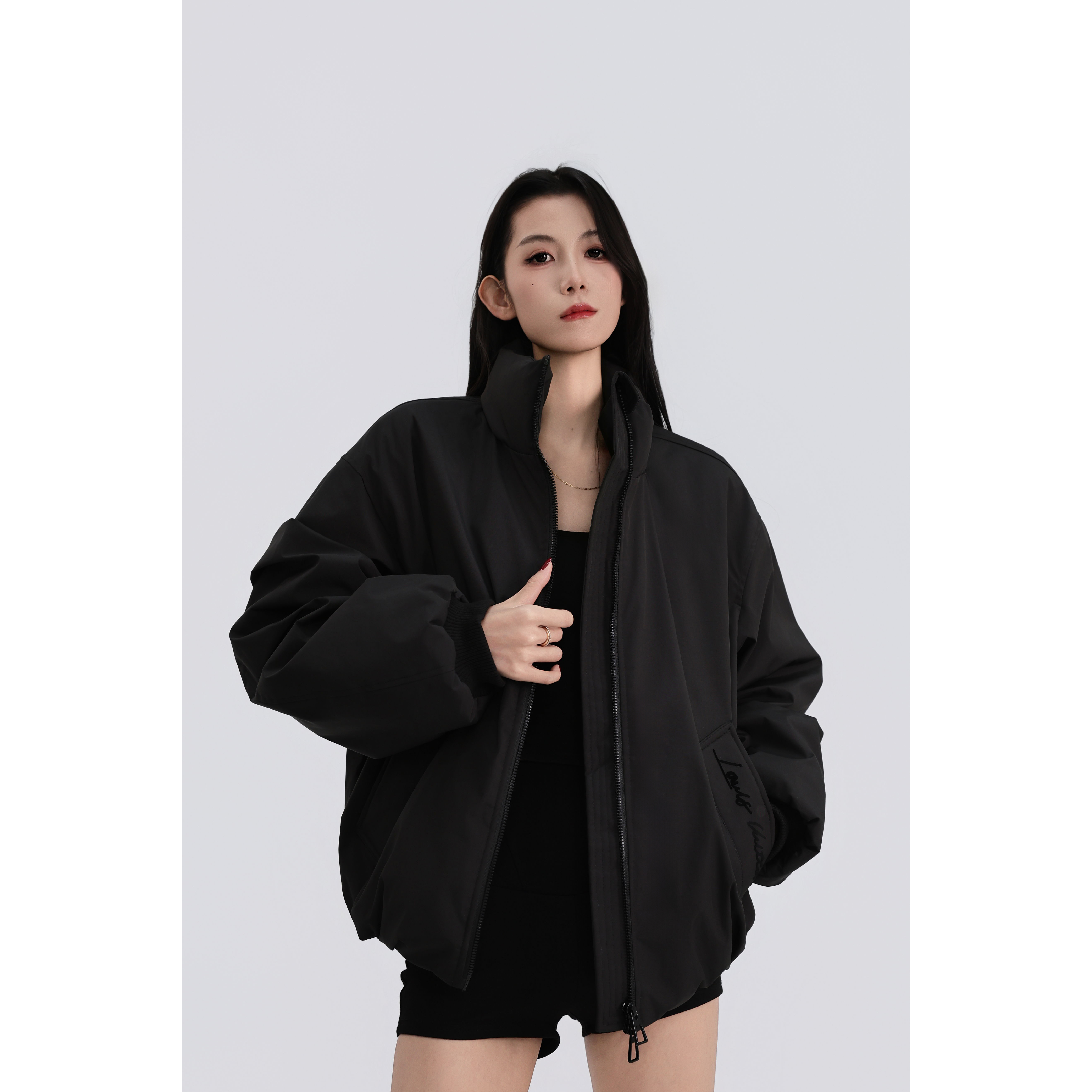 驴家秋冬新款男士飞行夹克时尚简约棉服外套保暖冲锋衣上衣2109