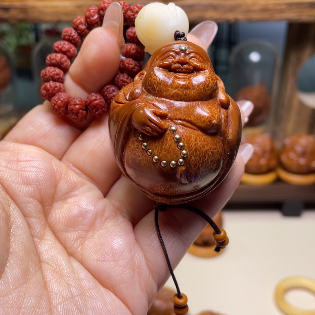 佛螺菩提吊坠风**静镶嵌弥勒手把 四点一尺