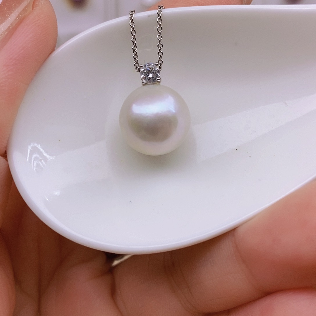 淡水珍珠银S925镶嵌吊坠(赠链)