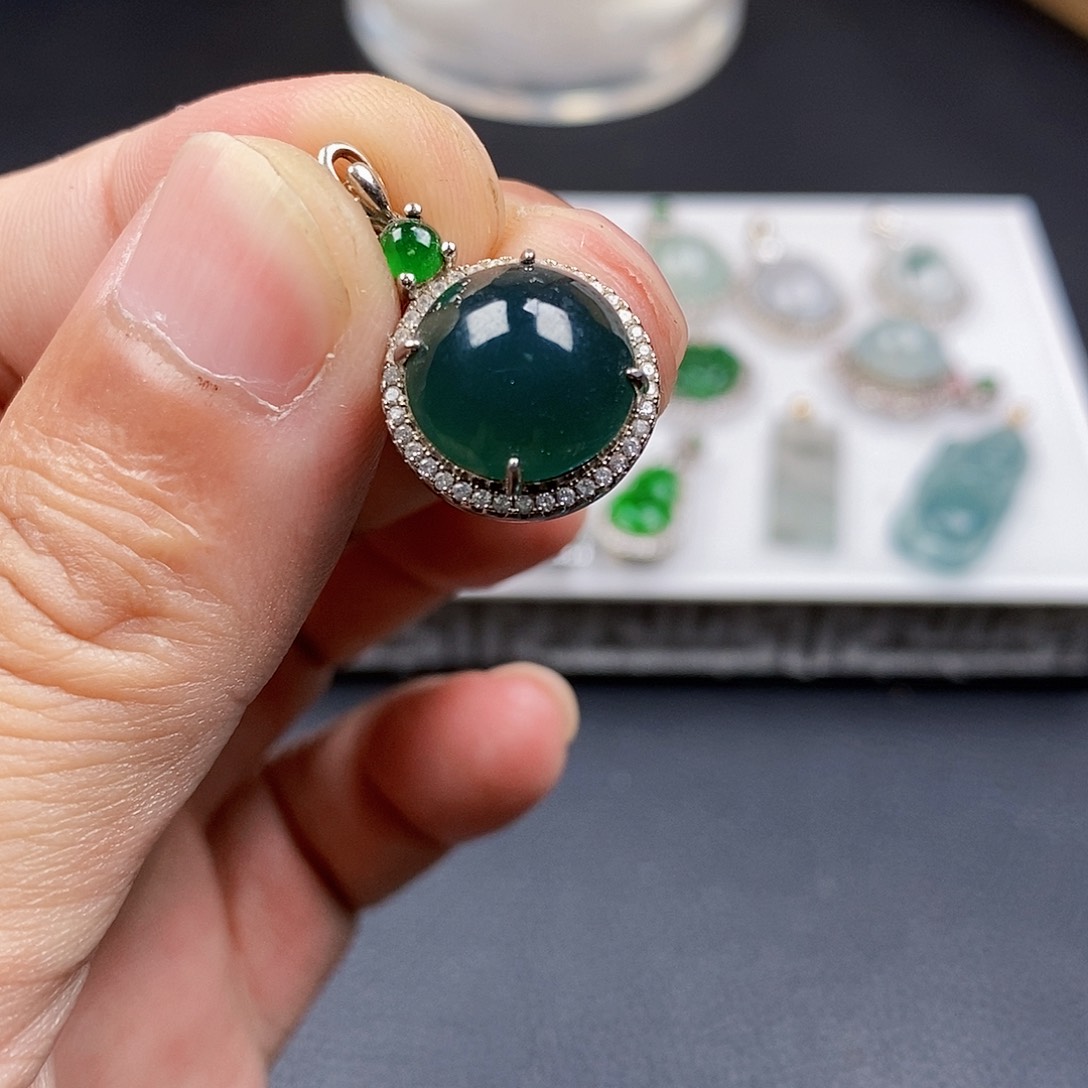 翡翠银S925镶嵌颈饰项链