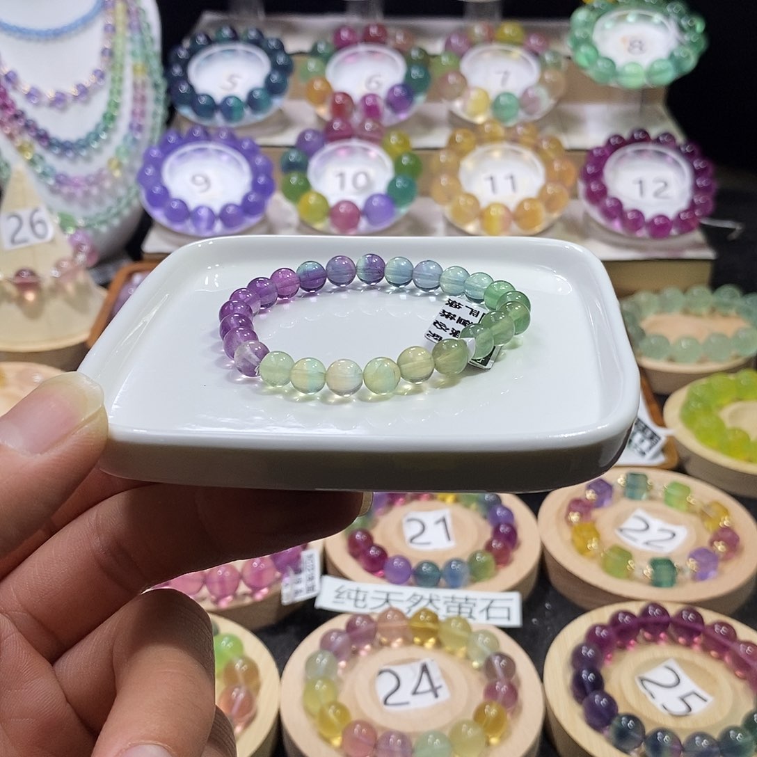 萤石手链未镶嵌彩虹小单圈7.2n