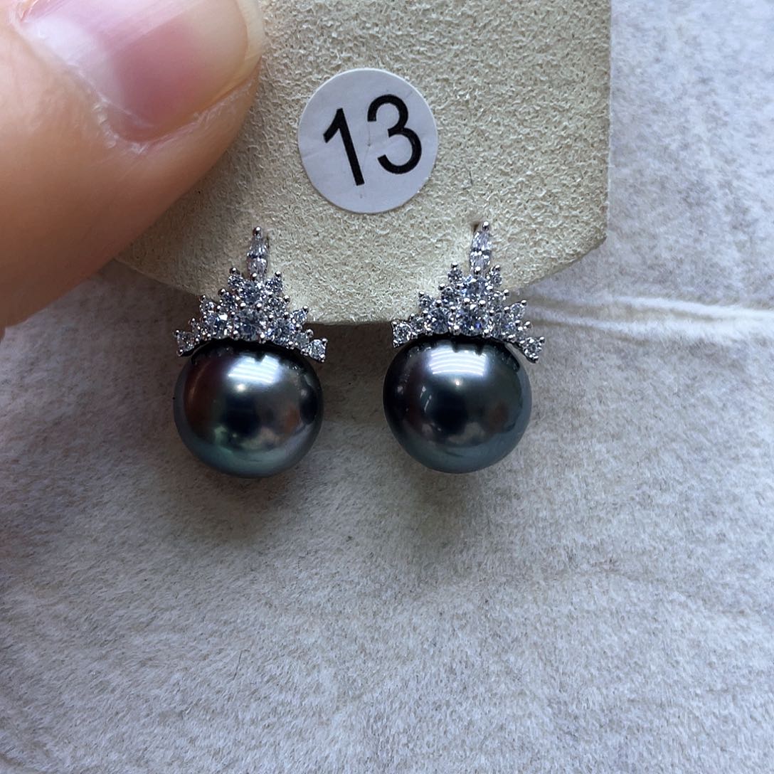 海水珍珠耳饰银S925镶嵌