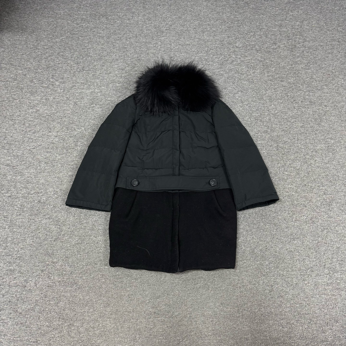 99新 AMIPARIS Moncler 蒙口 黑色 拼接 毛领 羽绒服 1码 99新