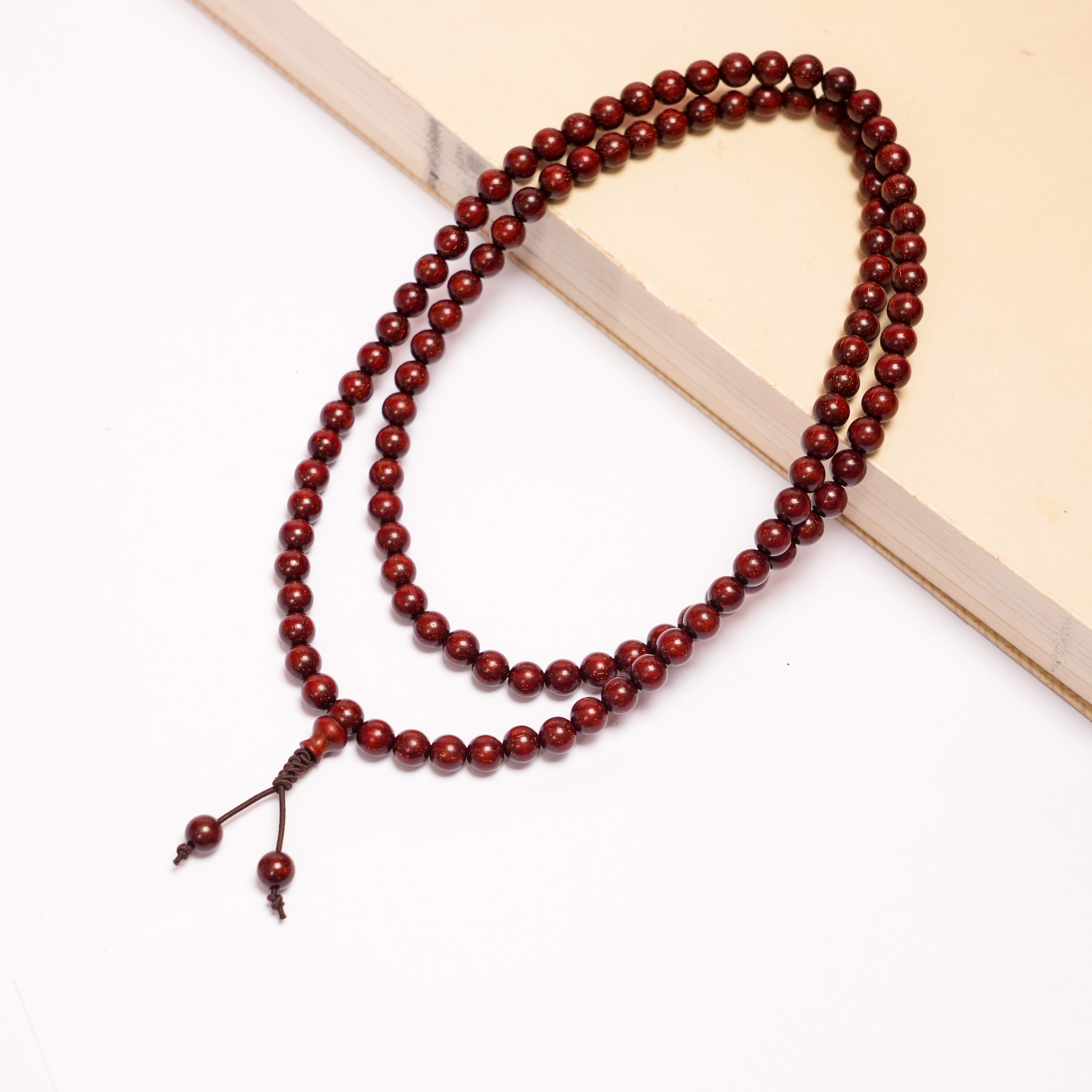 【檀锦阁】06圆珠108紫檀手串（鸡血红爆星）-小叶紫檀 -gz0042