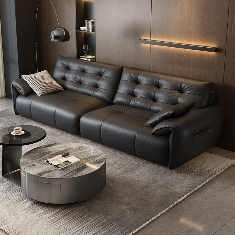 大象耳朵云朵沙发意式黑色真皮沙发客厅高端直排头层牛皮沙发简
