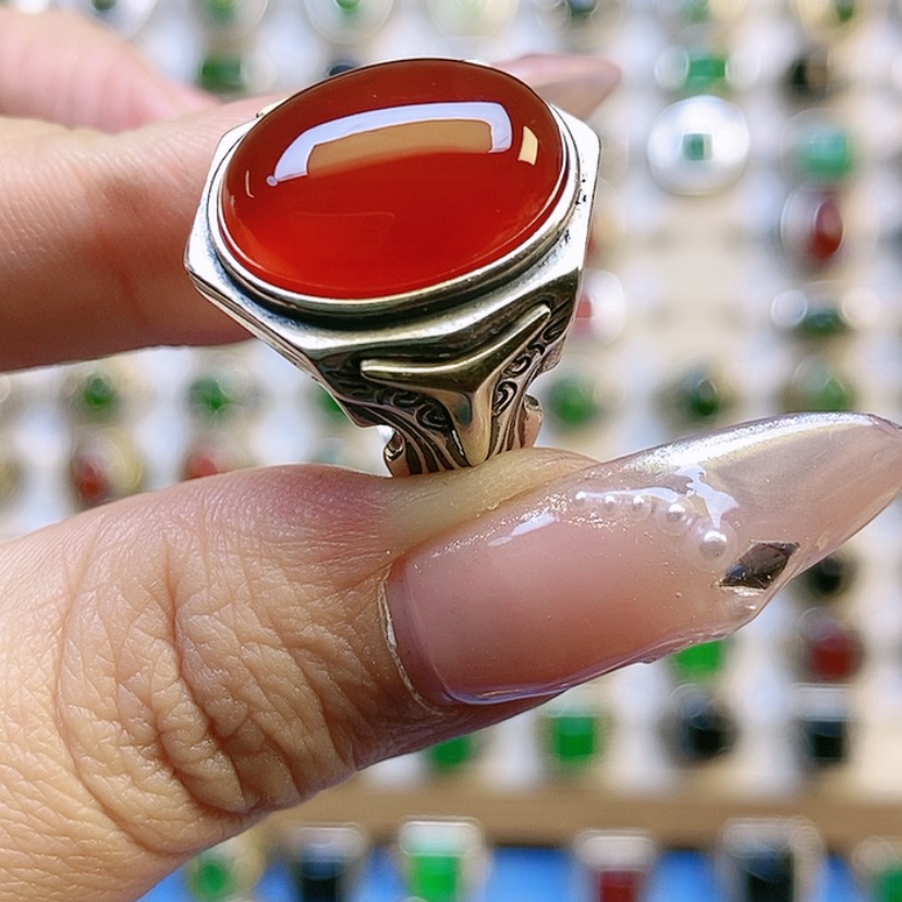 【闪购商品】玛瑙/玉髓戒指银S925镶嵌龙**下