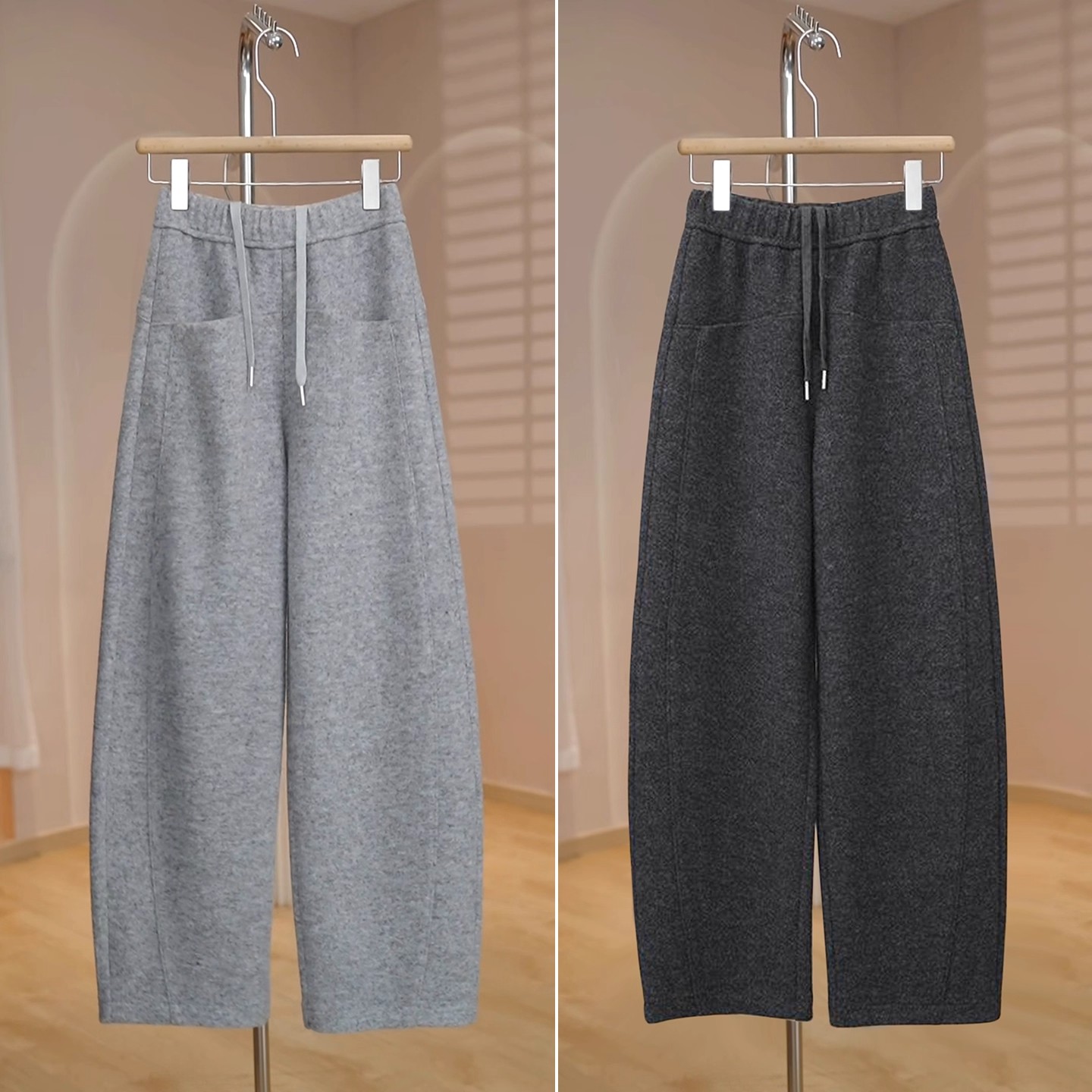 弯刀裤2025新款今年流行爆款阔腿休闲运动裤秋冬季羊毛裤加绒卫裤