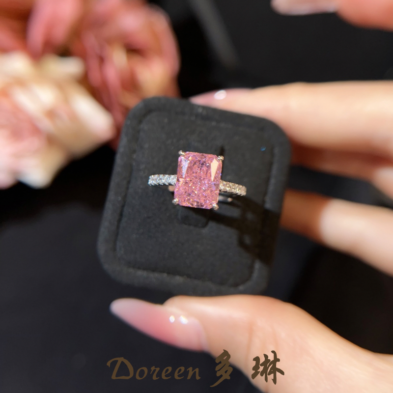 铜合金戒指 粉色小方糖戒指NW8782