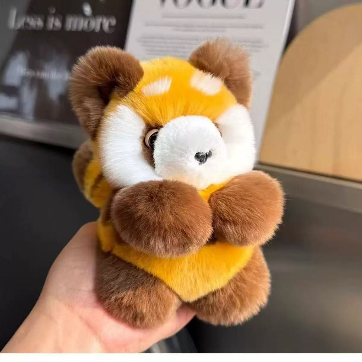 《野儿服饰》小浣熊兔毛挂件小熊猫小狐狸憨豆先生毛绒正版包包挂件