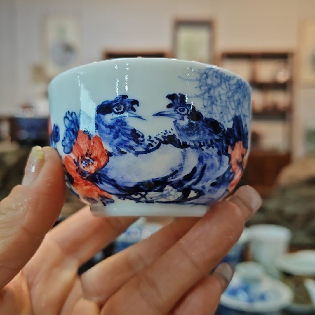 景德镇手工手绘圆融八哥主人杯