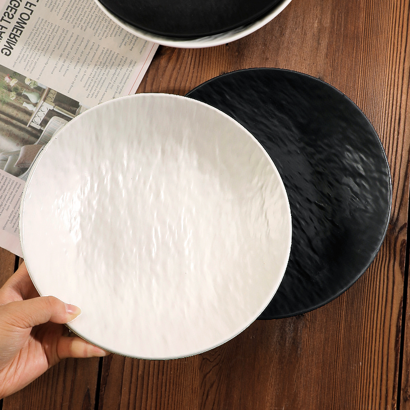 【怀瑾陶瓷】高颜值家用加厚耐高温陶瓷餐具岩石纹盘子菜盘水果盘子