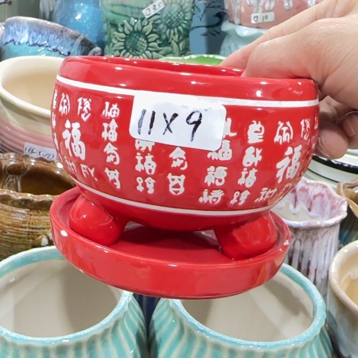 凑9块包邮，有孔，陶瓷花盆