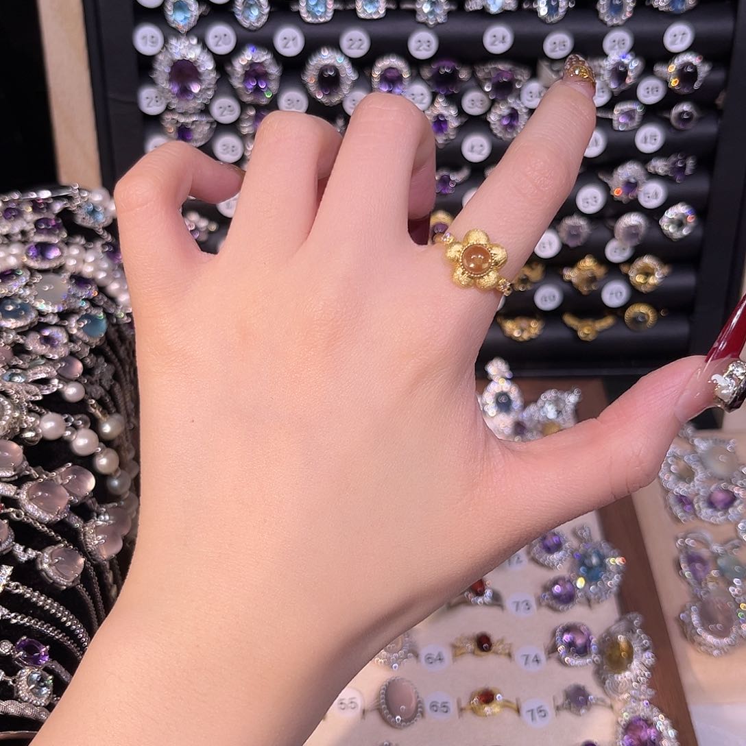 黄晶戒指银S925镶嵌珠宝