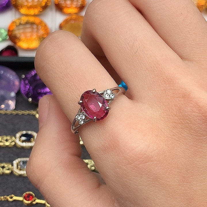 石榴石银S925镶嵌戒指