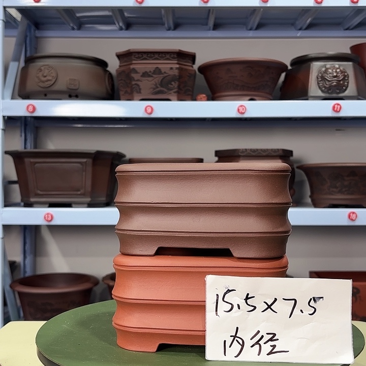 紫砂花盆手工竹节