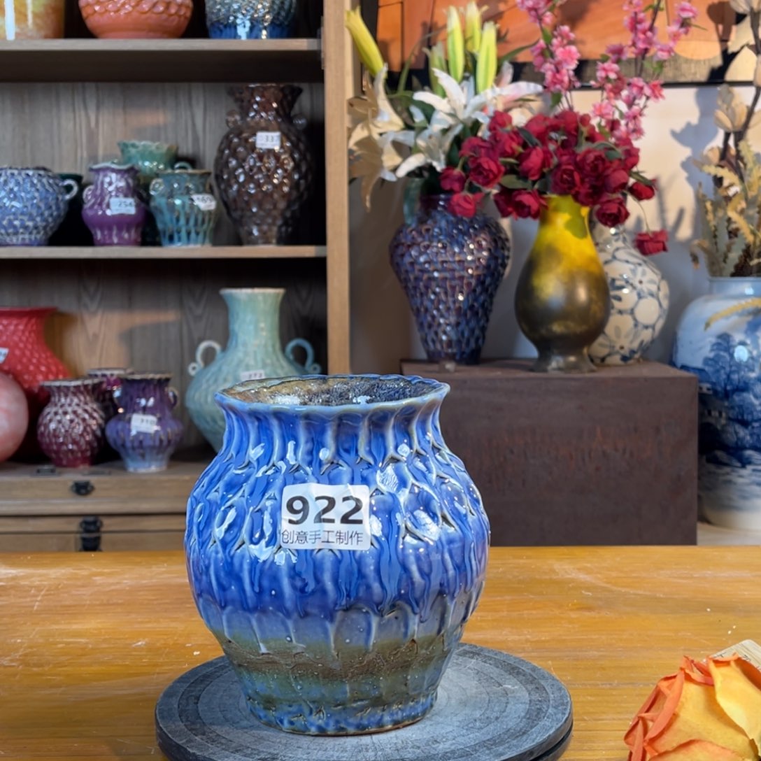 摆件陶瓷花瓶高16口8微瑕盘泥