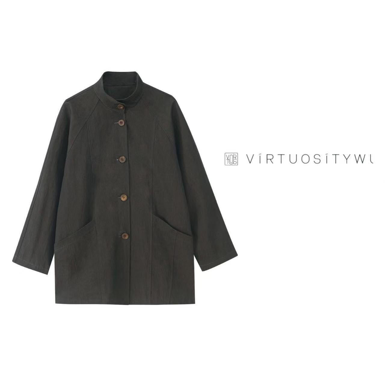 大贤】双色立领风衣-DD