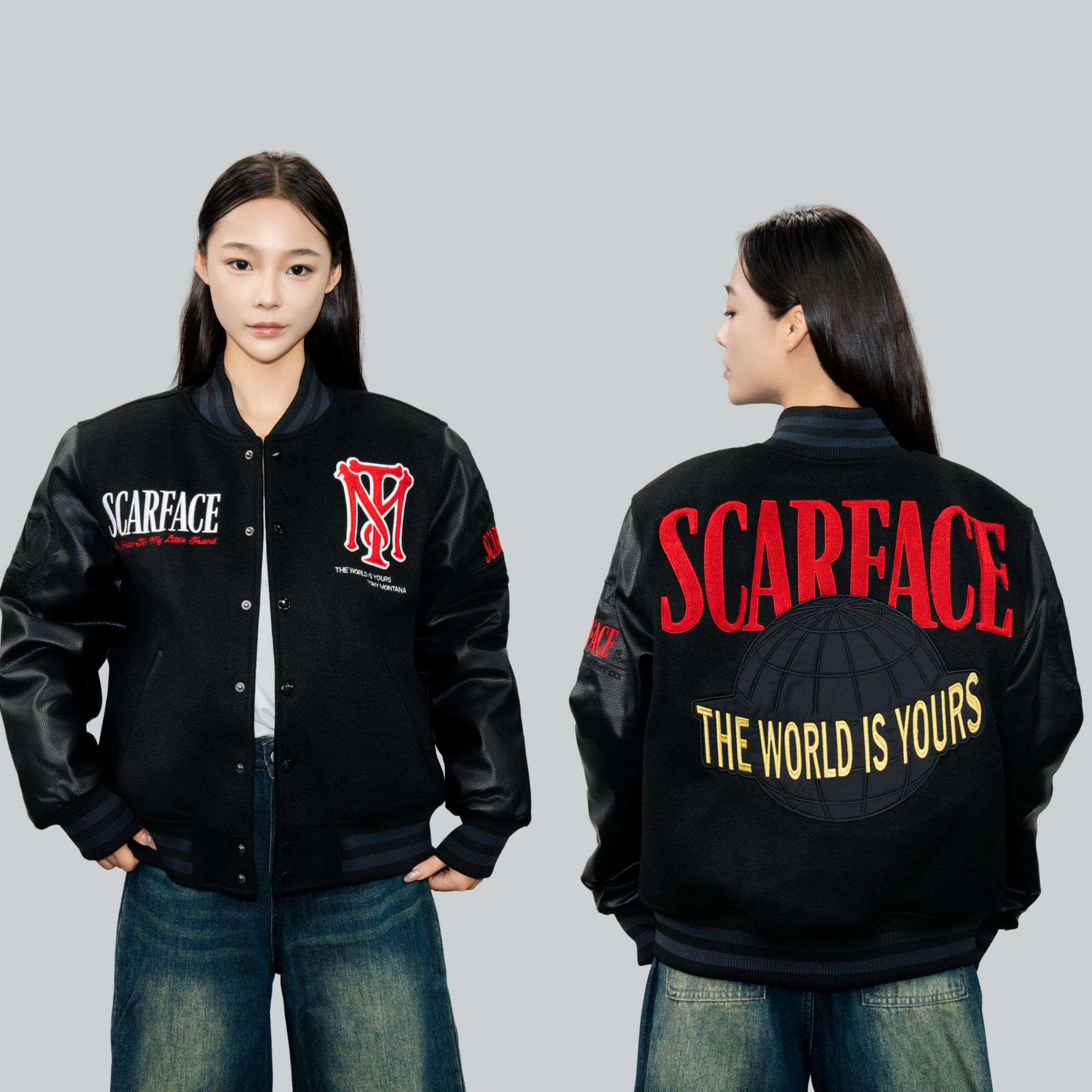 美式棒球服：疤脸人  秋冬款重磅男女款百搭休闲时尚