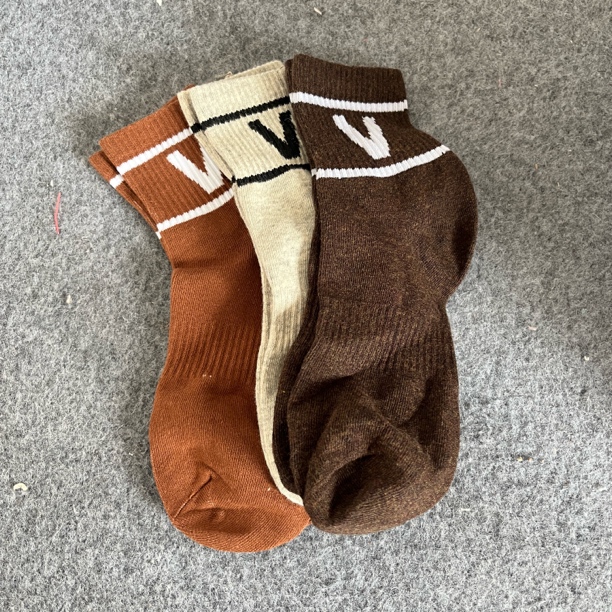 多色V字全棉袜子男女同款发5双不挑