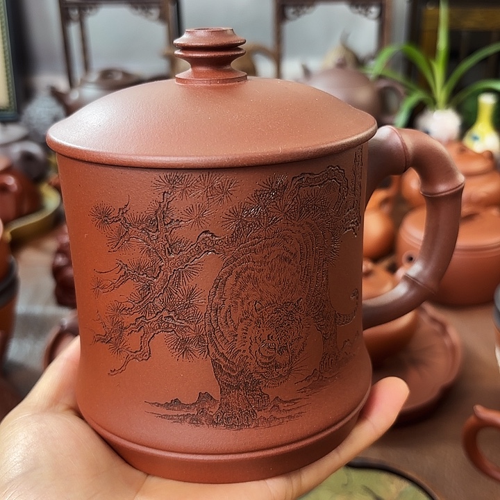 茶杯紫砂办公杯 500cc 紫泥