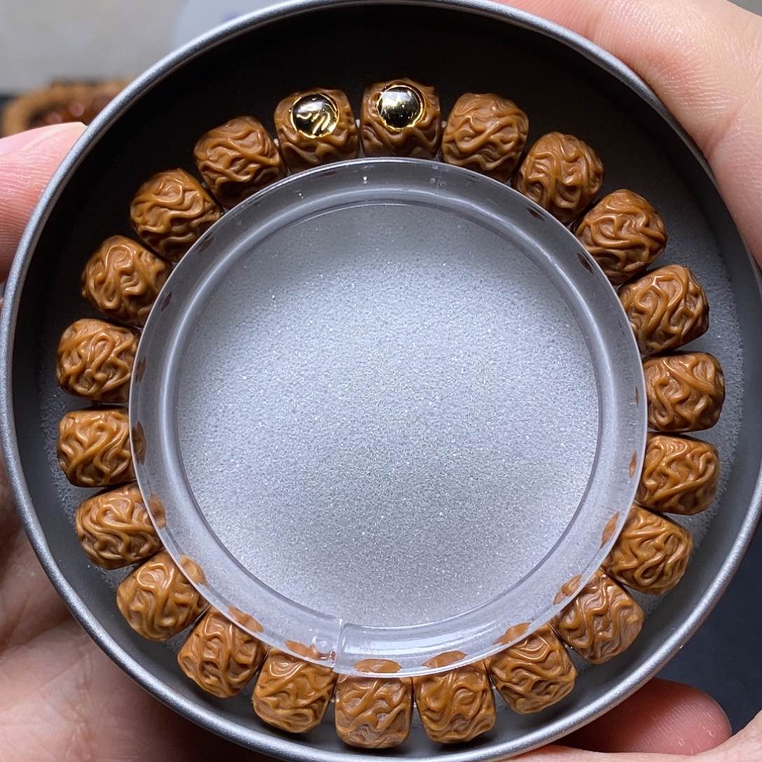 猴头核桃手串双黑金标毕业虎须尺寸10+全品12号