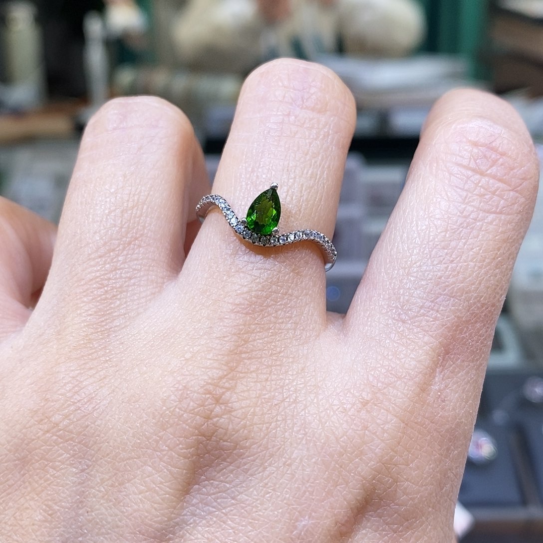 透辉石戒指银S925镶嵌天然透辉戒指