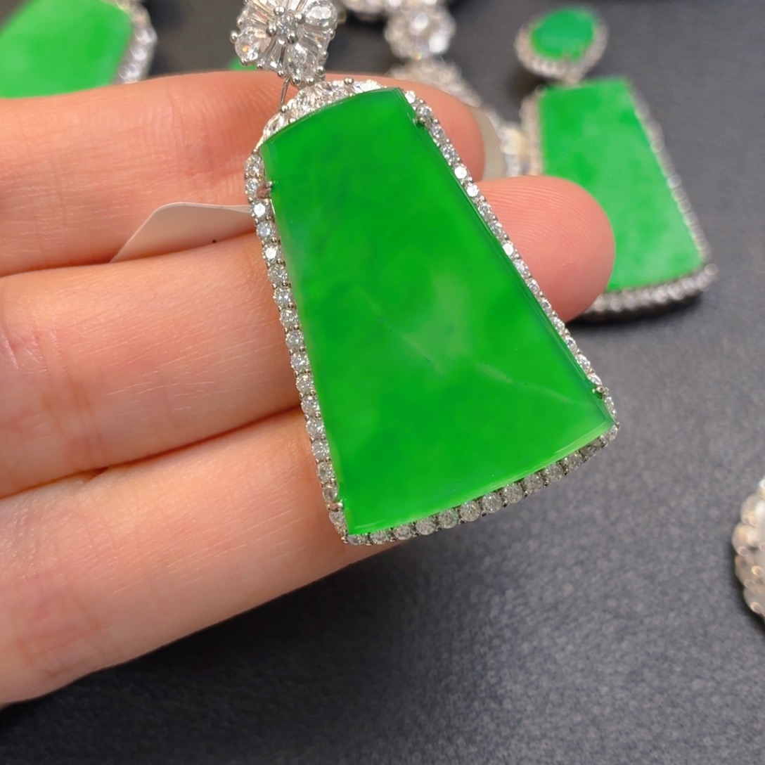 翡翠银S925镶嵌吊坠(不含链)