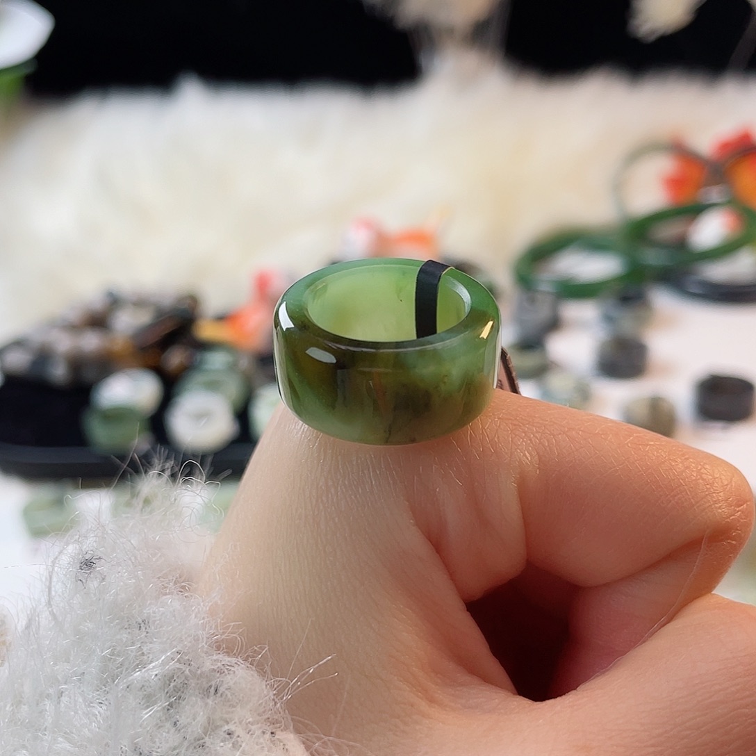 和田玉未镶嵌戒指k28碧玉猫眼圆切16.7mm