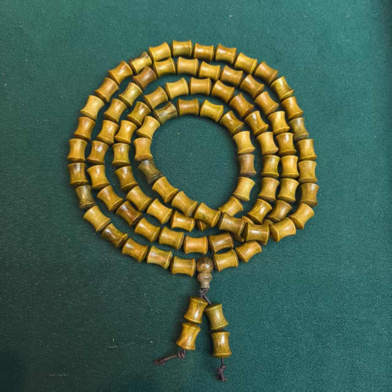 KH015【百韵阁】天然绿檀木竹节多圈木串