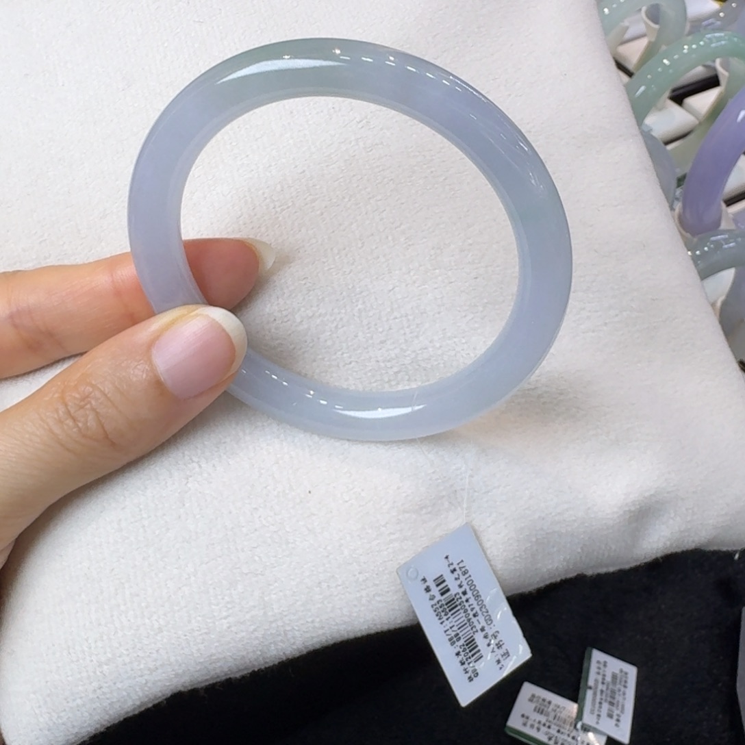 翡翠未镶嵌手镯春彩圆条2号