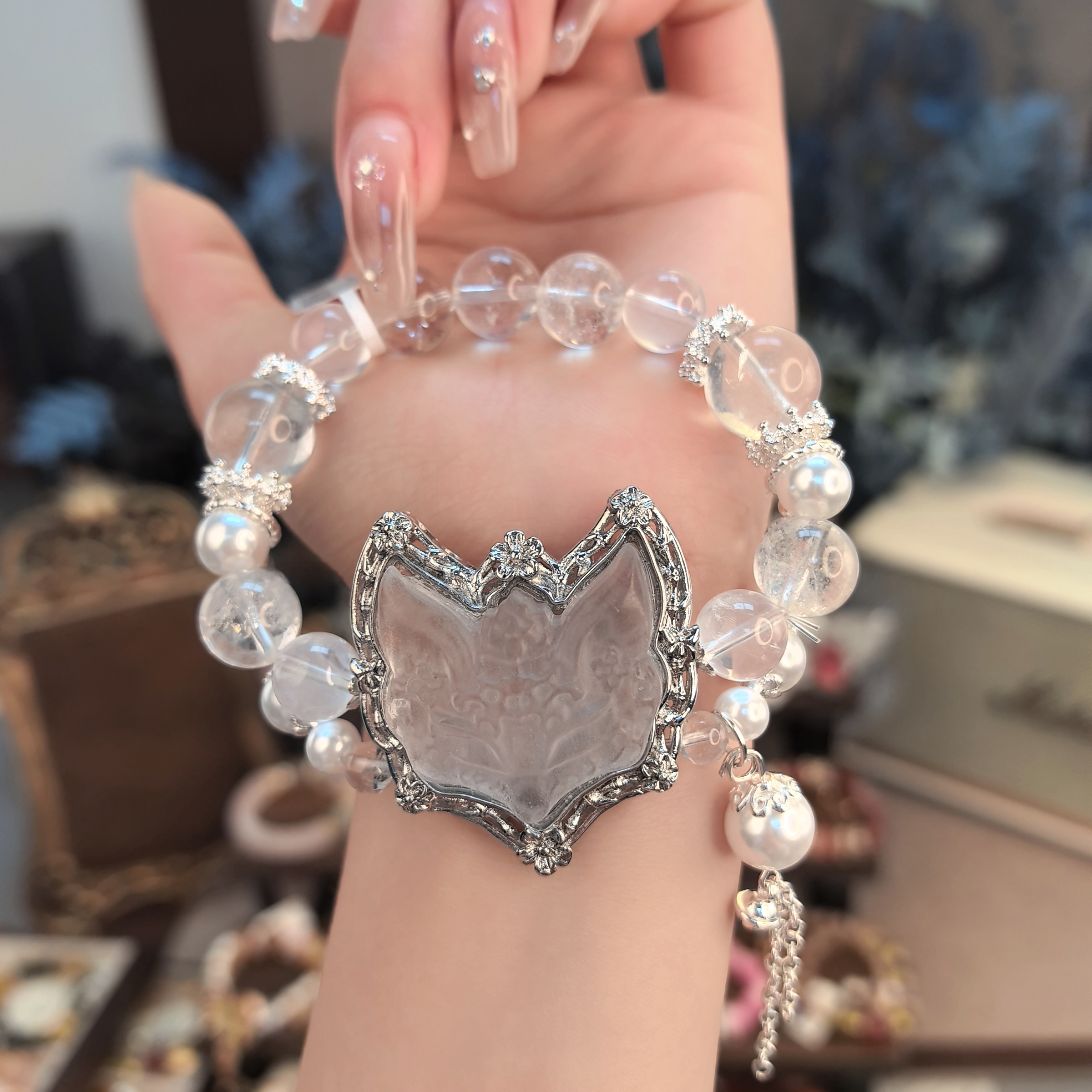 【白水狐狸牌】天然DIY水晶白水狐狸牌蛋面多样性发货建议慎拍1105