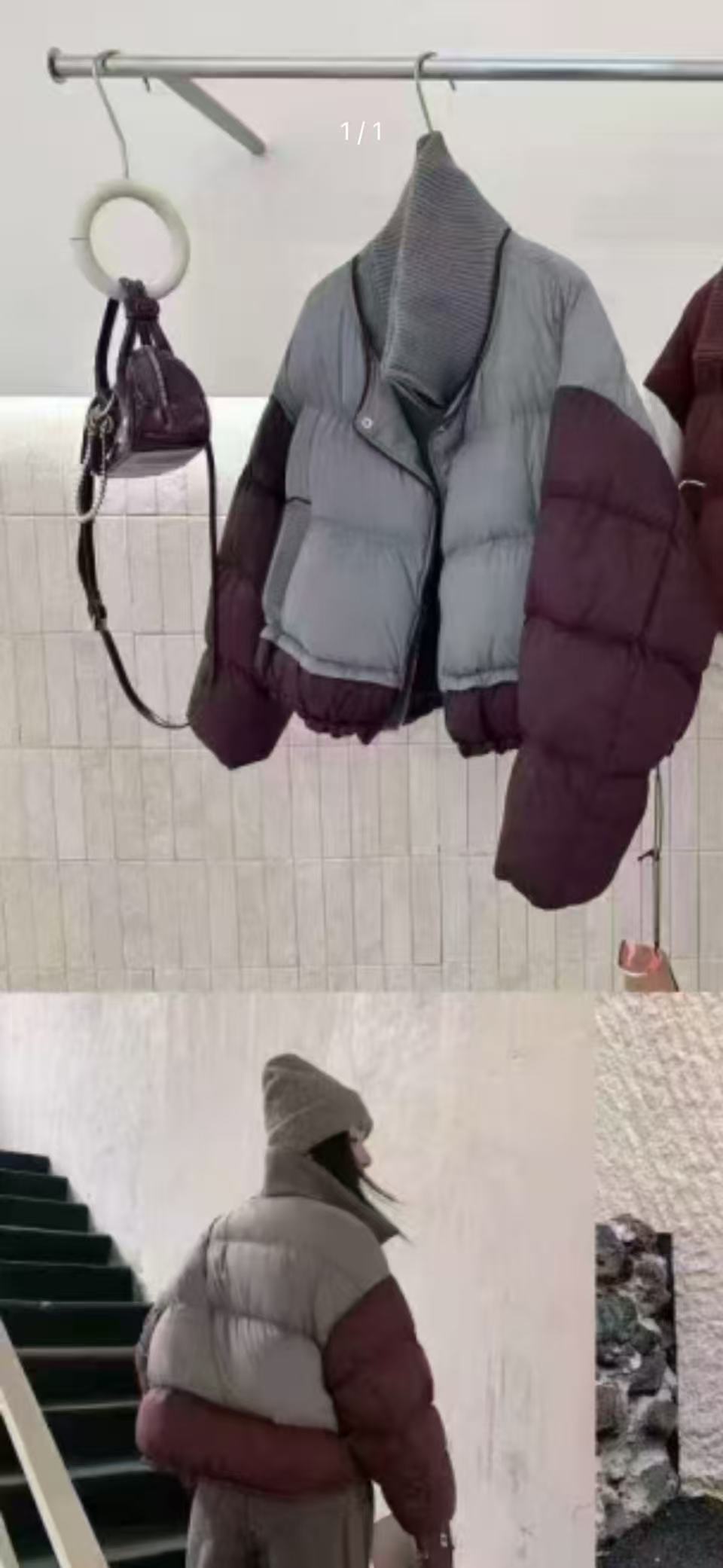 女常规纯色厚款拼接立领短款棉服时尚秋冬潮流棉衣