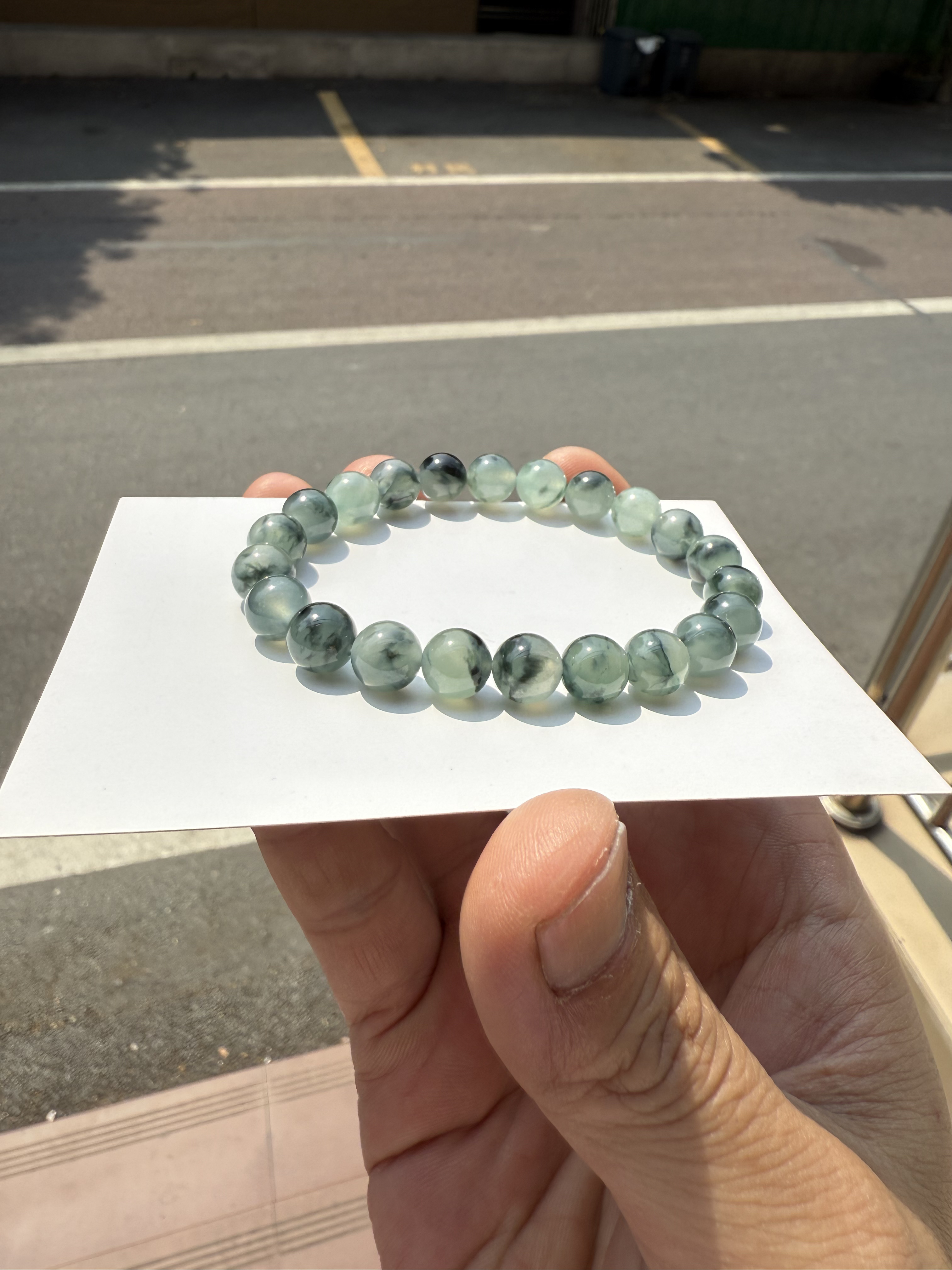 冰蓝乌鸡翡翠手串