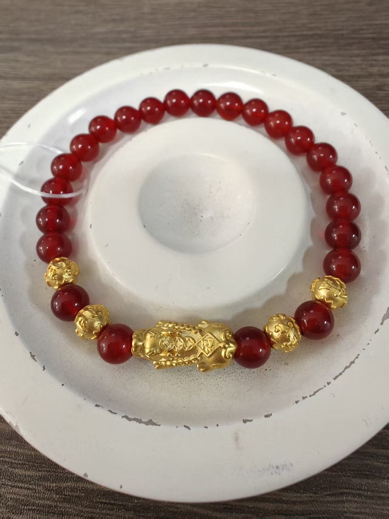 【足金999】卡6福字貔貅+4颗六字箴言转运珠