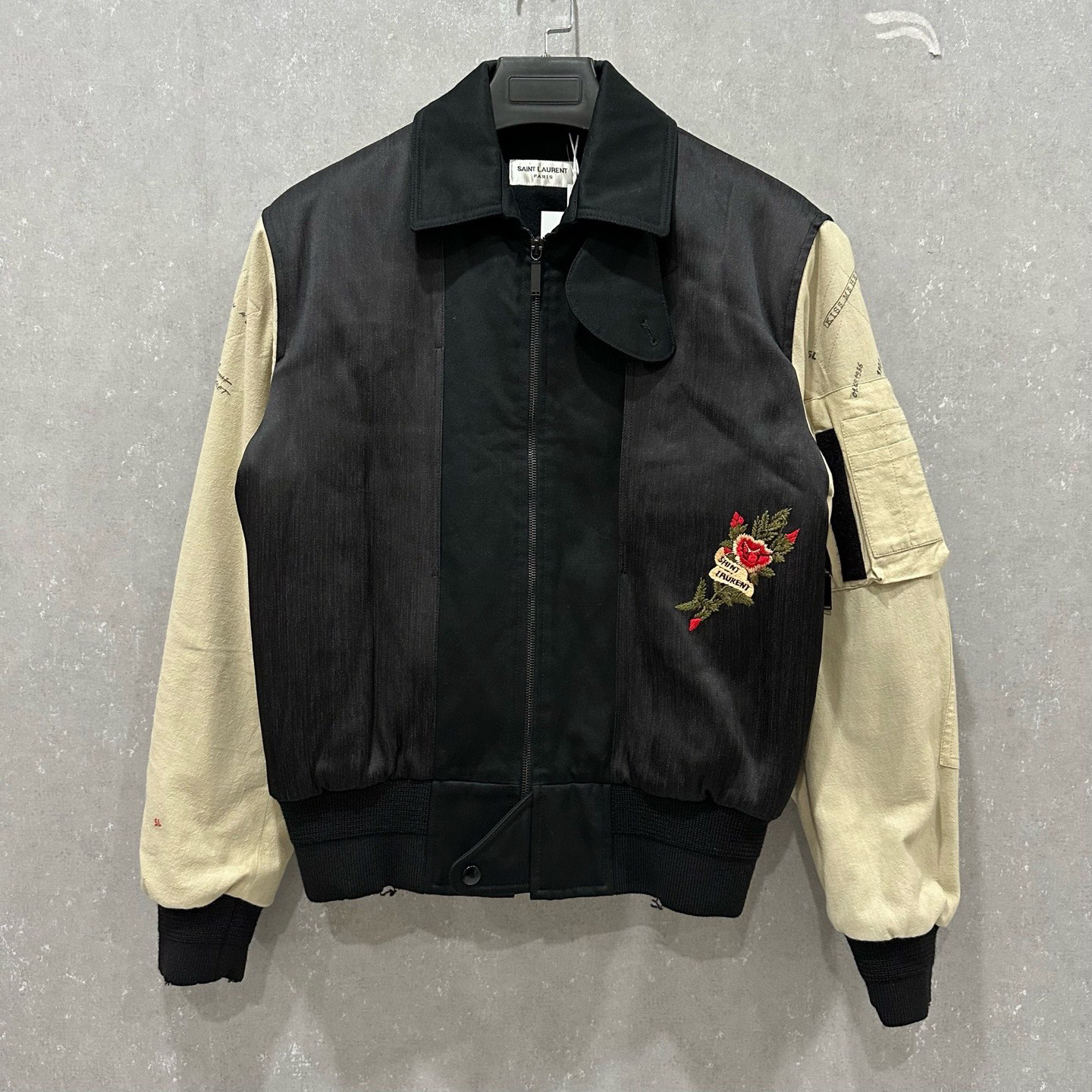 99新 YSL/圣罗兰 棒球服外套背后logo夹克38码006120
