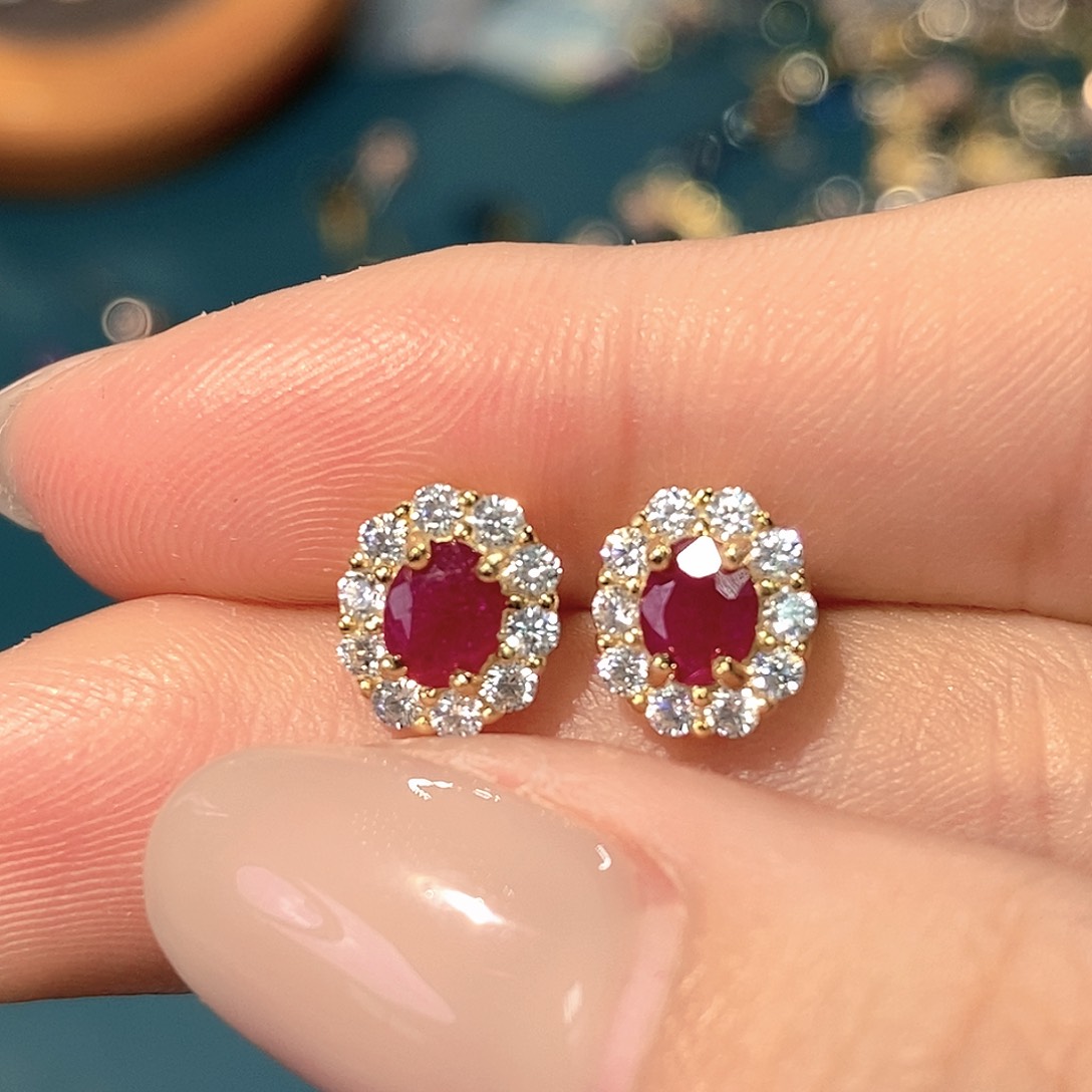 银S925镶嵌耳饰红宝石福利款