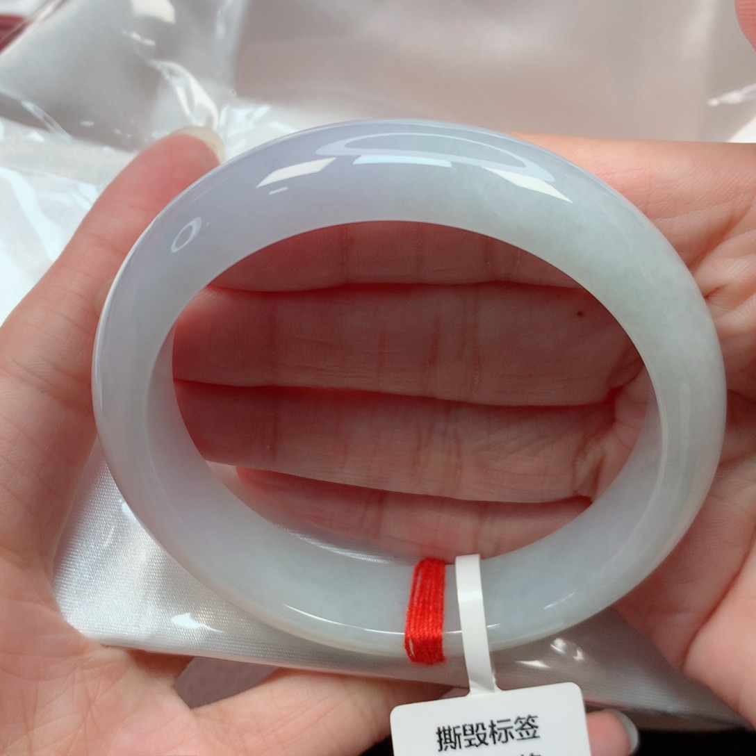 翡翠手镯未镶嵌58.9圈 半粉半晴 半山水意境