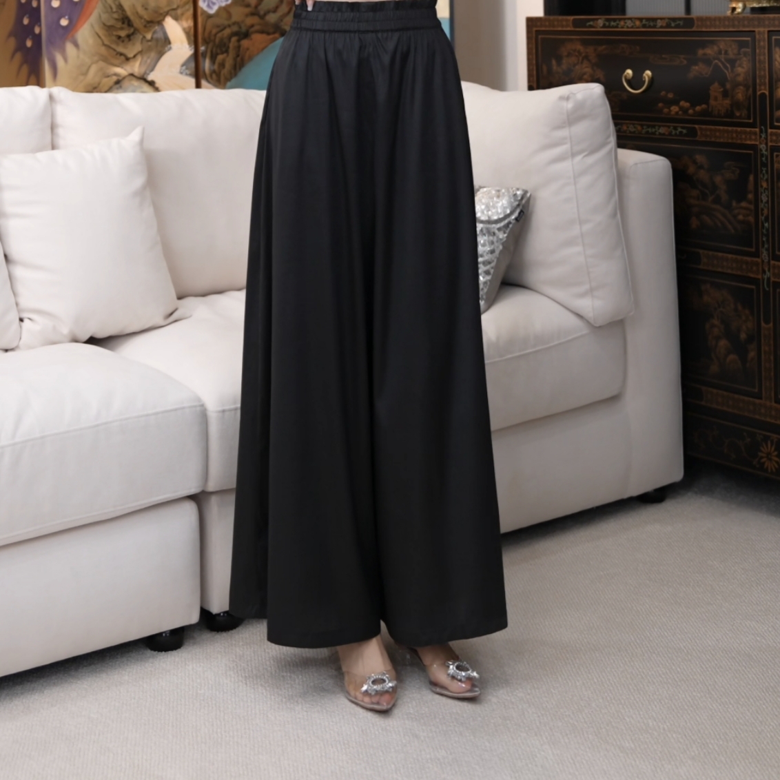 Betty Bairn【墨客 · 香云纱】高定桑蚕丝阔腿休闲裤25B-BW10256