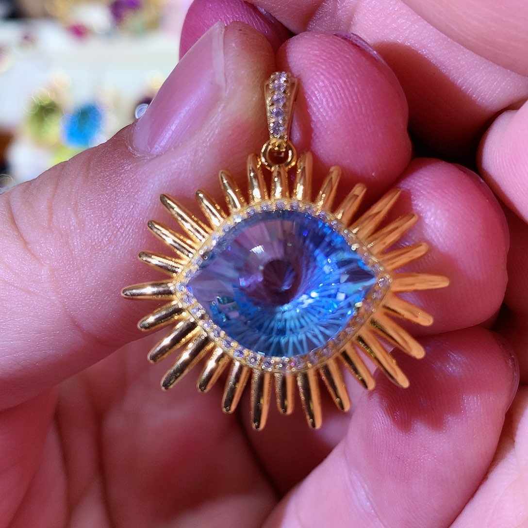 颈饰托帕石银S925镶嵌