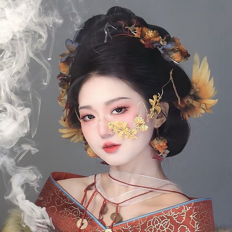 耀如春华【达人专属】 沉香烬【套装链接】 原创真丝烫花敦煌头饰配饰