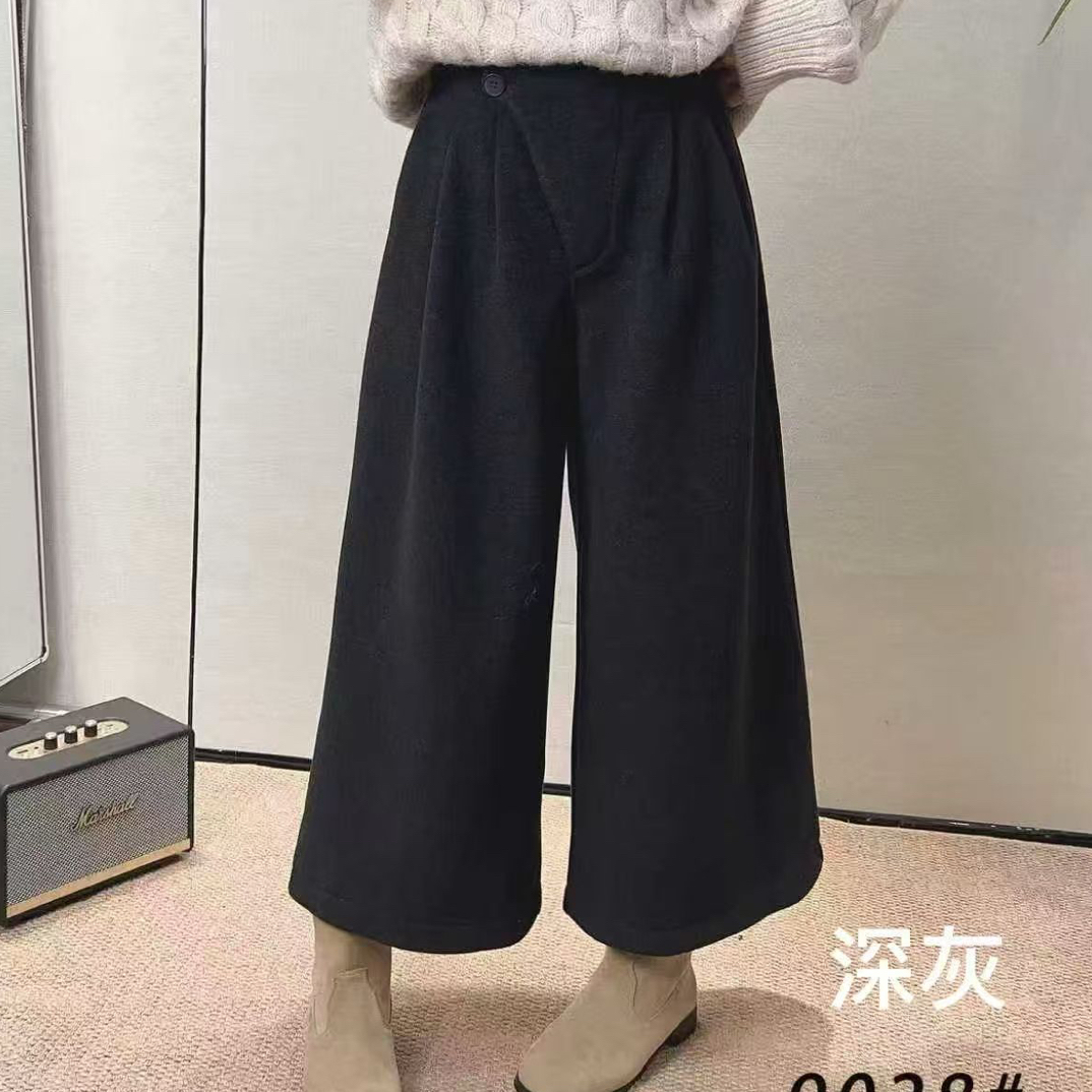 新款加绒加厚韩系九分阔腿裤9028