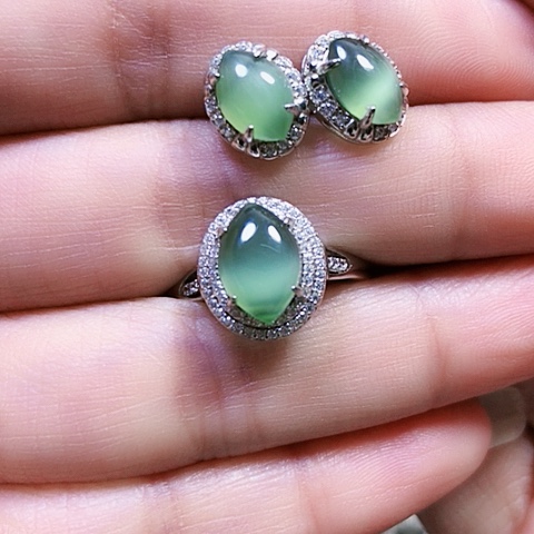 和田玉银S925镶嵌戒指