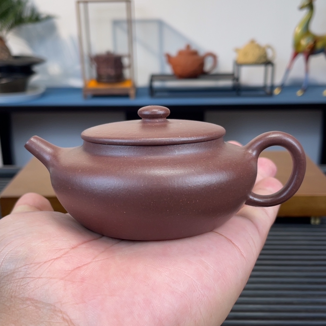 茶壶紫砂紫泥扁晨150cc