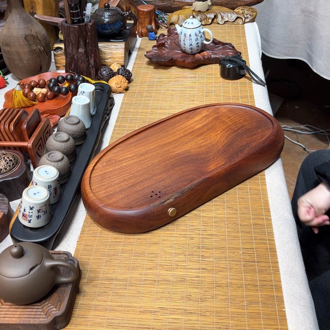 缅甸花梨木随形茶盘