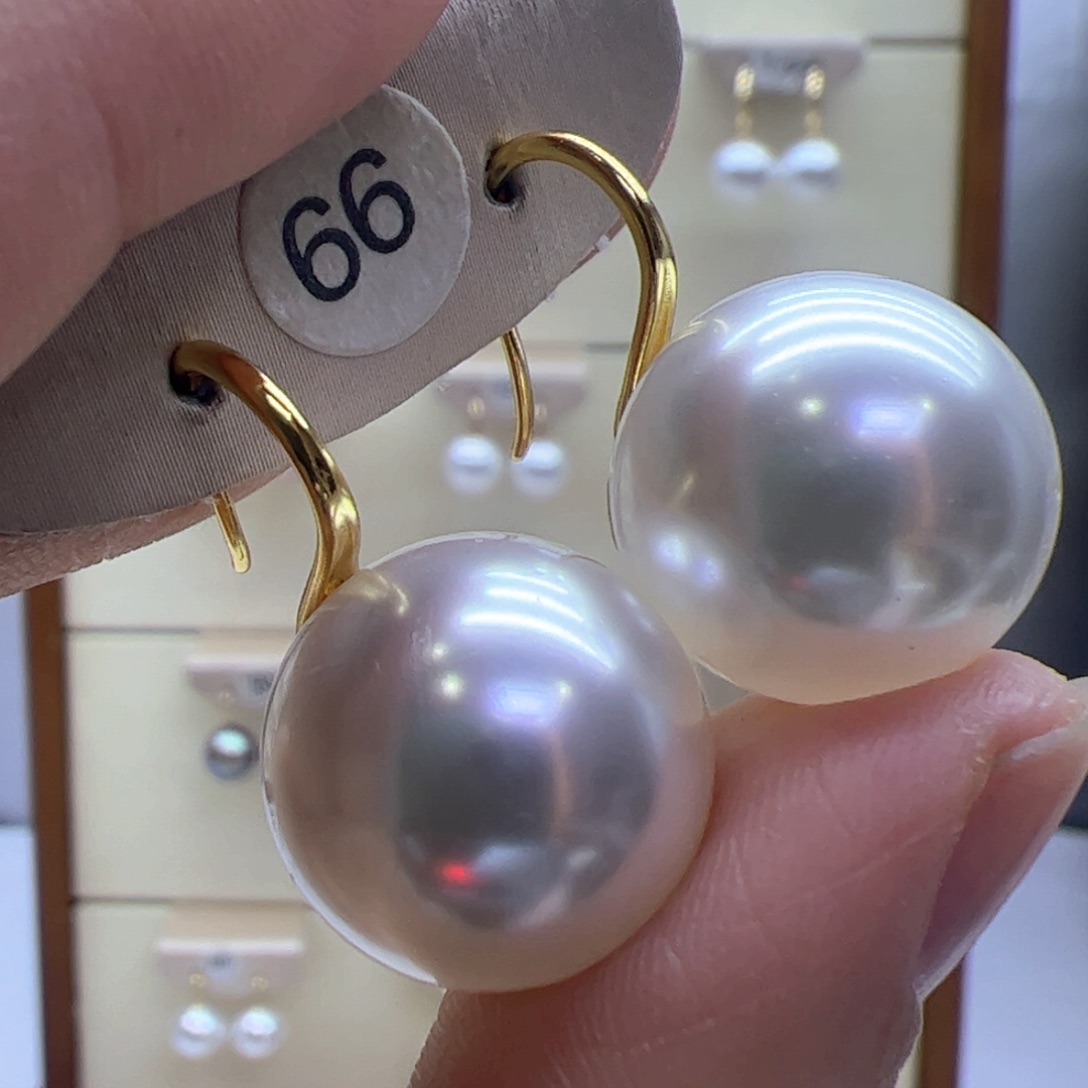 淡水珍珠耳饰18K金镶嵌