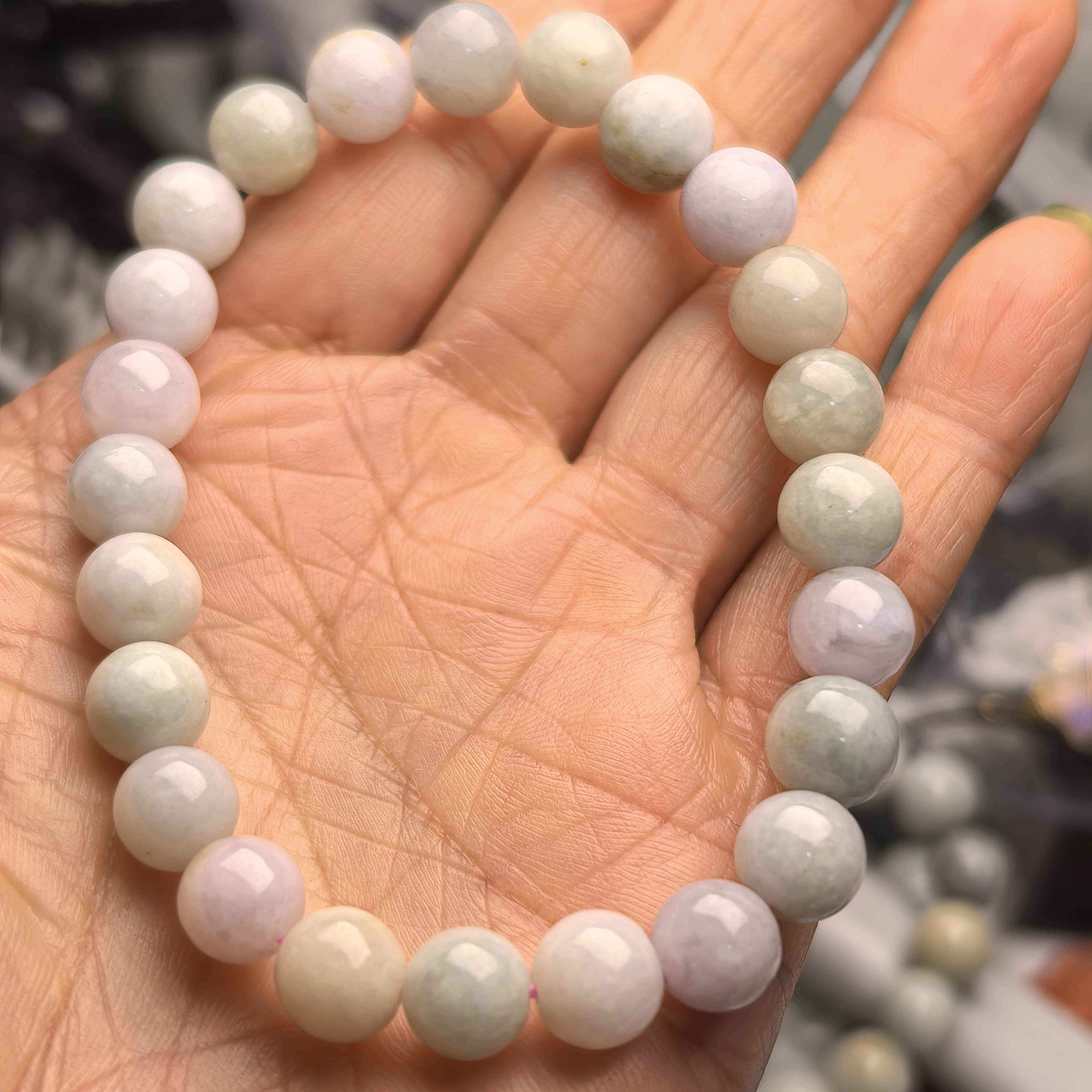 天然A货翡翠缅料手串珠子卡8加多样一条随机发